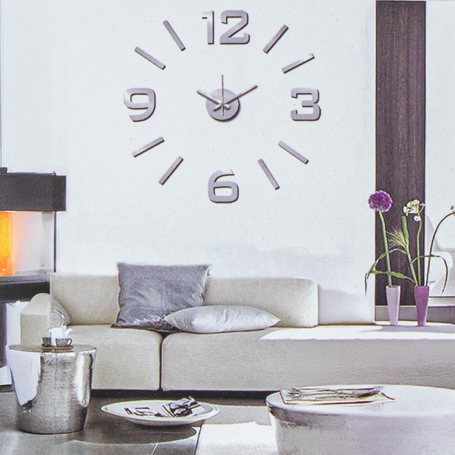 Reloj Adhesivo Modelos De Reloj De Pared Para Sala Reloj Adhesivo Reloj Para Pegar En La Pared RELOJ GIGANTE ADHESIVO PARA  PARED PLATA