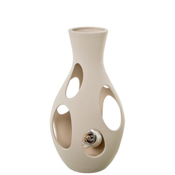 LÁMPARA SOBREMESA CERÁMICA 34CM BEIGE RUGOSO
